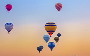 Preview wallpaper hot air balloons, flight, sky, sunrise