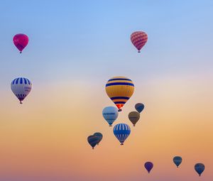 Preview wallpaper hot air balloons, flight, sky, sunrise