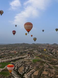 Preview wallpaper hot air balloons, height, relief