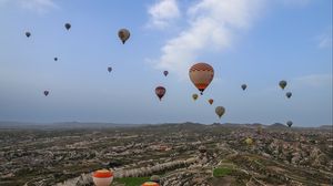 Preview wallpaper hot air balloons, height, relief