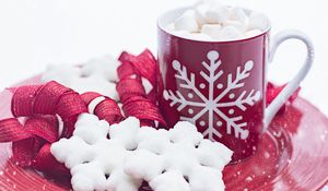 Preview wallpaper hot chocolate, marshmallows, cookies