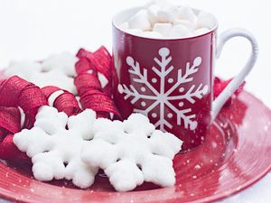 Preview wallpaper hot chocolate, marshmallows, cookies