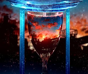 Preview wallpaper hourglass, clock, night, day, particles, art