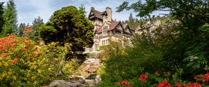 Preview wallpaper house, architecture, flowers, trail, plants, trees
