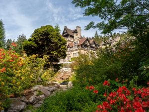 Preview wallpaper house, architecture, flowers, trail, plants, trees