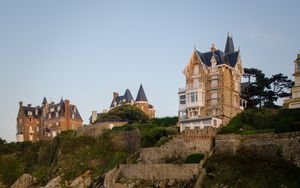 Preview wallpaper house, architecture, stairs, sand, shore