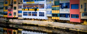 Preview wallpaper house, balconies, facade, water, colorful