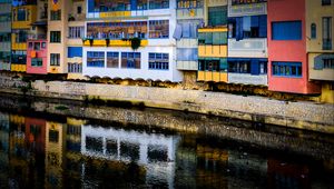 Preview wallpaper house, balconies, facade, water, colorful