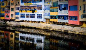 Preview wallpaper house, balconies, facade, water, colorful