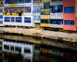 Preview wallpaper house, balconies, facade, water, colorful