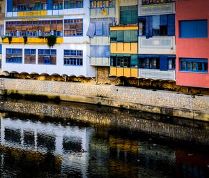 Preview wallpaper house, balconies, facade, water, colorful