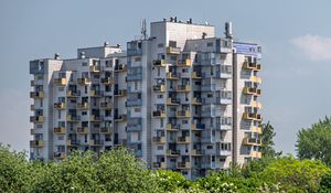 Preview wallpaper house, balconies, facade, trees