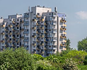 Preview wallpaper house, balconies, facade, trees