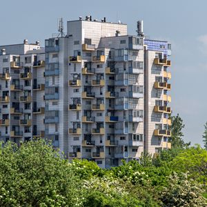 Preview wallpaper house, balconies, facade, trees