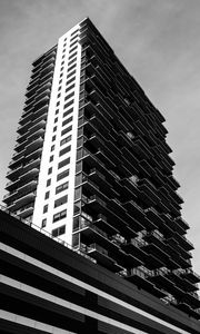 Preview wallpaper house, black and white, balconies, architecture
