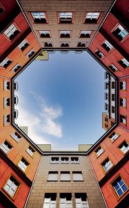 Preview wallpaper house, building, architecture, windows, sky, bottom view