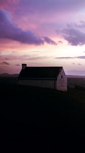 Preview wallpaper house, building, dusk, sea, shore