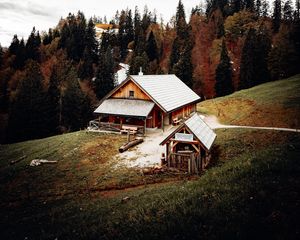 Preview wallpaper house, building, forest, trees, seclusion