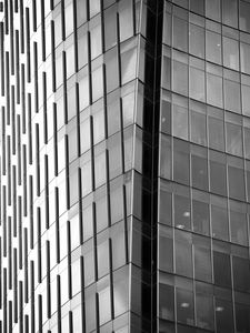 Preview wallpaper house, building, glass, architecture, black and white