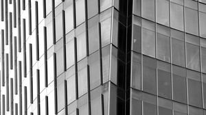 Preview wallpaper house, building, glass, architecture, black and white