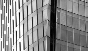 Preview wallpaper house, building, glass, architecture, black and white