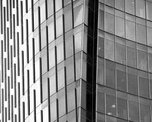 Preview wallpaper house, building, glass, architecture, black and white