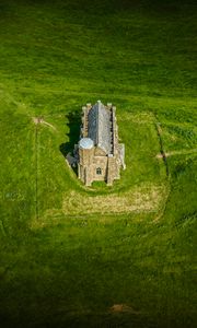 Preview wallpaper house, building, grass, field, lawn, aerial view