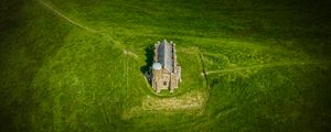 Preview wallpaper house, building, grass, field, lawn, aerial view