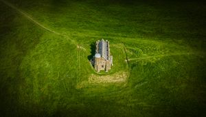 Preview wallpaper house, building, grass, field, lawn, aerial view