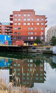 Preview wallpaper house, building, pond, reflection