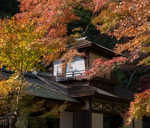 Preview wallpaper house, building, roof, trees