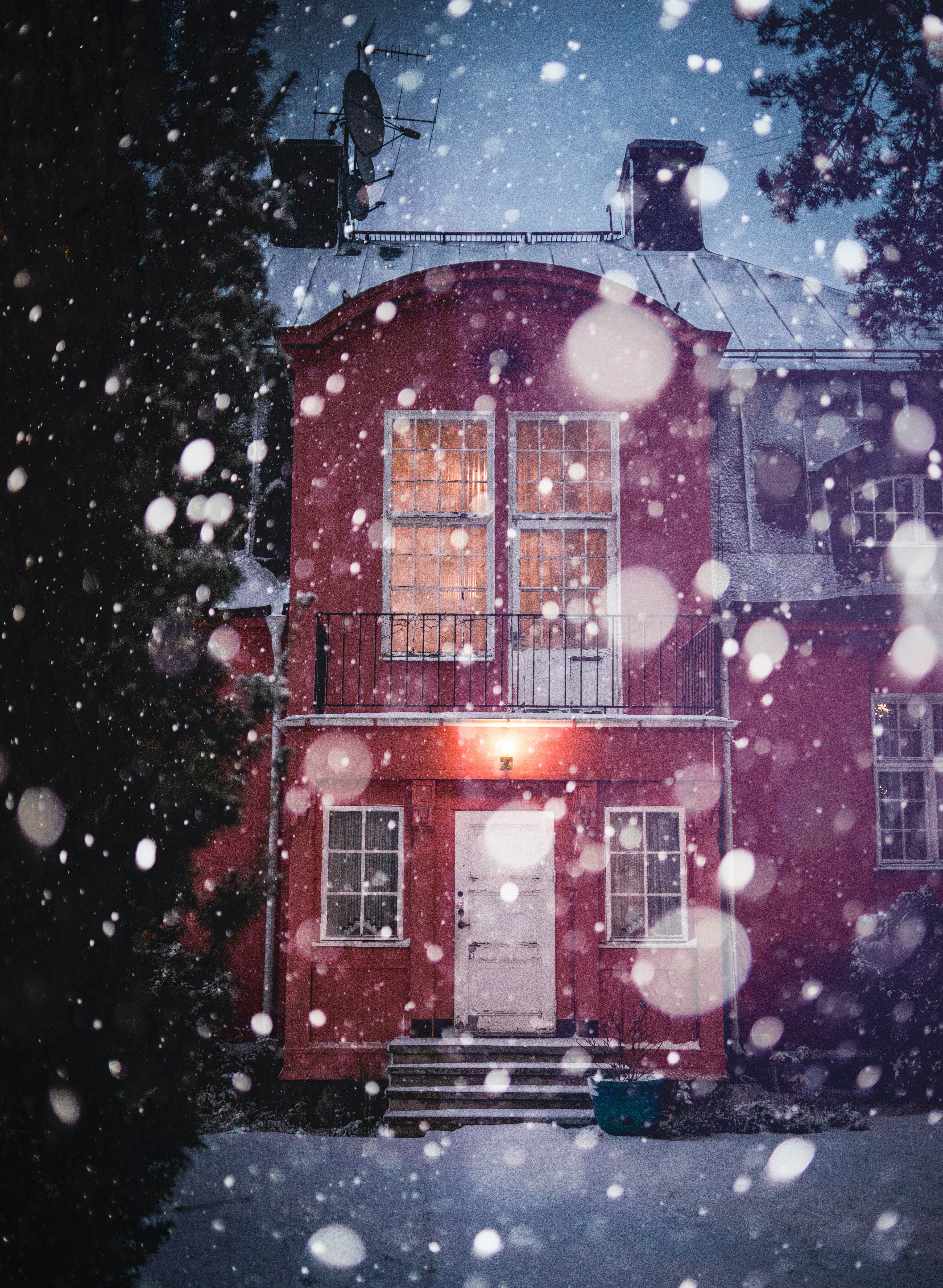Download wallpaper 4000x5463 house, building, snow, winter, snowfall hd  background