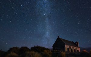 Preview wallpaper house, building, starry sky, sky