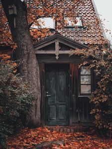 Preview wallpaper house, building, tree, foliage, door