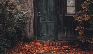 Preview wallpaper house, building, tree, foliage, door