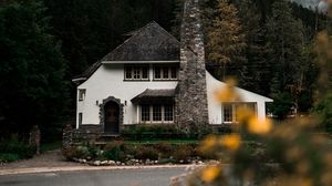 Preview wallpaper house, building, trees, forest, nature