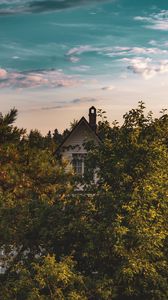 Preview wallpaper house, building, trees, bushes, sky