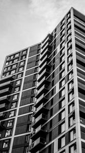 Preview wallpaper house, facade, balconies, black and white