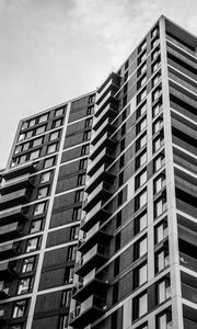 Preview wallpaper house, facade, balconies, black and white