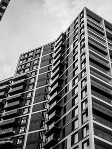Preview wallpaper house, facade, balconies, black and white
