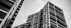 Preview wallpaper house, facade, balconies, black and white