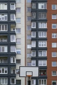 Preview wallpaper house, facade, windows, balconies, yard, basketball backboard, city