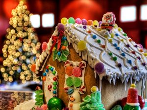 Preview wallpaper house, festive treats, sweets, snowman, santa claus