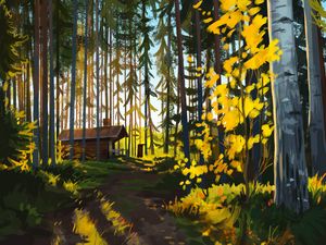 Preview wallpaper house, forest, landscape, art