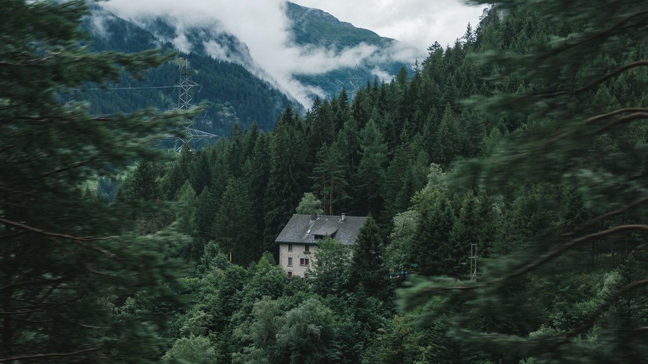 Wallpaper house, forest, mountains, trees, nature