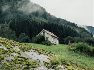 Preview wallpaper house, forest, nature, trees, greenery