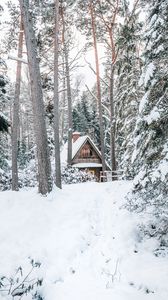 Preview wallpaper house, forest, snow, nature, winter
