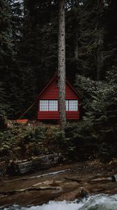 Preview wallpaper house, forest, trees, building, nature