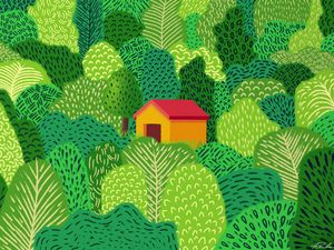 Preview wallpaper house, forest, trees, art