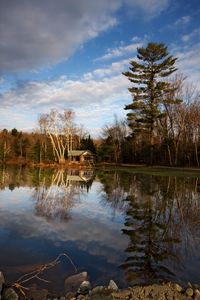 Preview wallpaper house, forest, trees, lake, reflection, nature